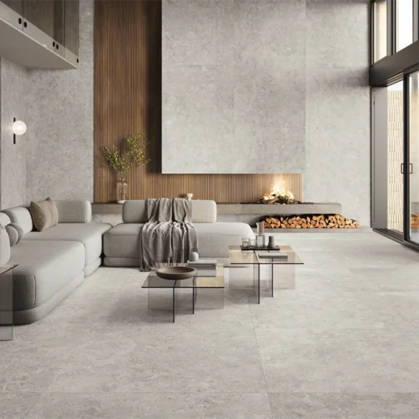 Bonita área com azulejos XXL minimalistas