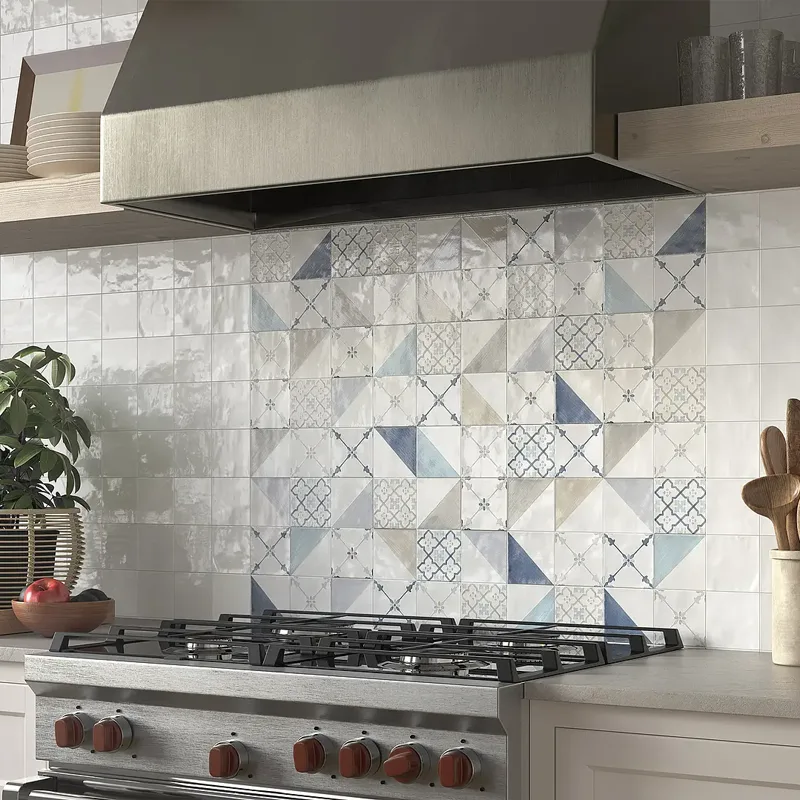 Revestimento com azulejo branco de estilo rústico