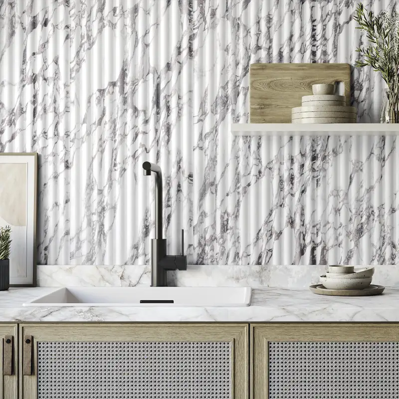 Precioso azulejo de cozinha com texturas únicas