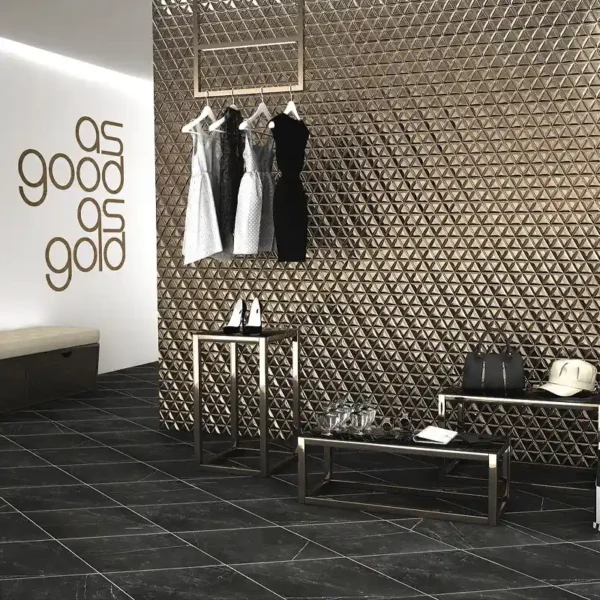 Pavimento porcelánico negro elegante para un ambiente contemporáneo