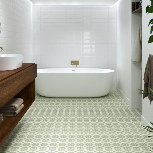 Imagem de azulejos de cores com padrões, criando um estilo de decoração retro