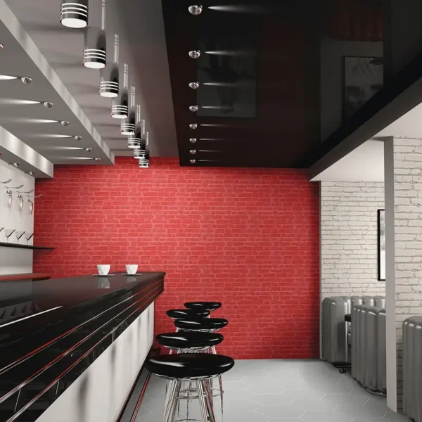 Elegante parede com azulejo vermelho