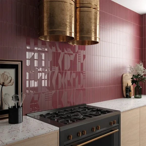 Impressionante cozinha com azulejo vermelho