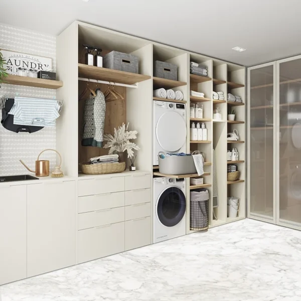 Imagem de azulejo para lavanderia em cores claras para adicionar luz ao ambiente.