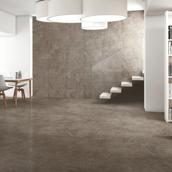 Bonito ambiente com azulejo retangular de aspeto natural e elegante