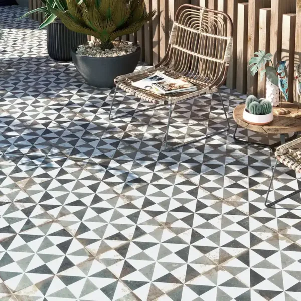 Imagem de exemplo de como os azulejos rústicos podem ser usados para alcançar estilos retro.