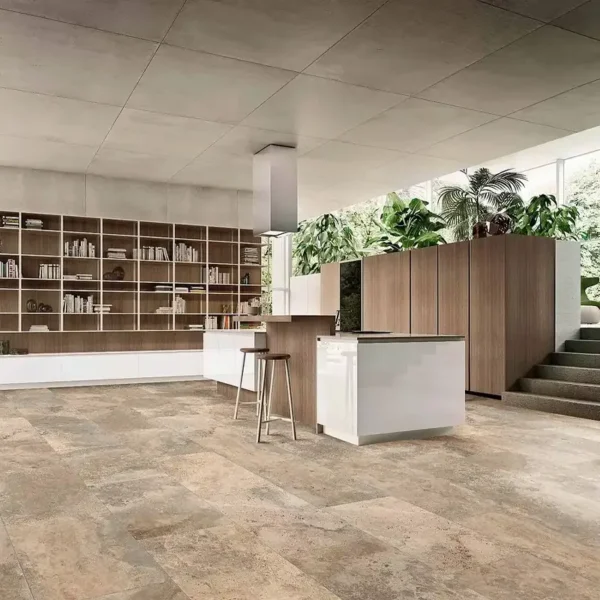 Biblioteca com azulejo a imitar pedra