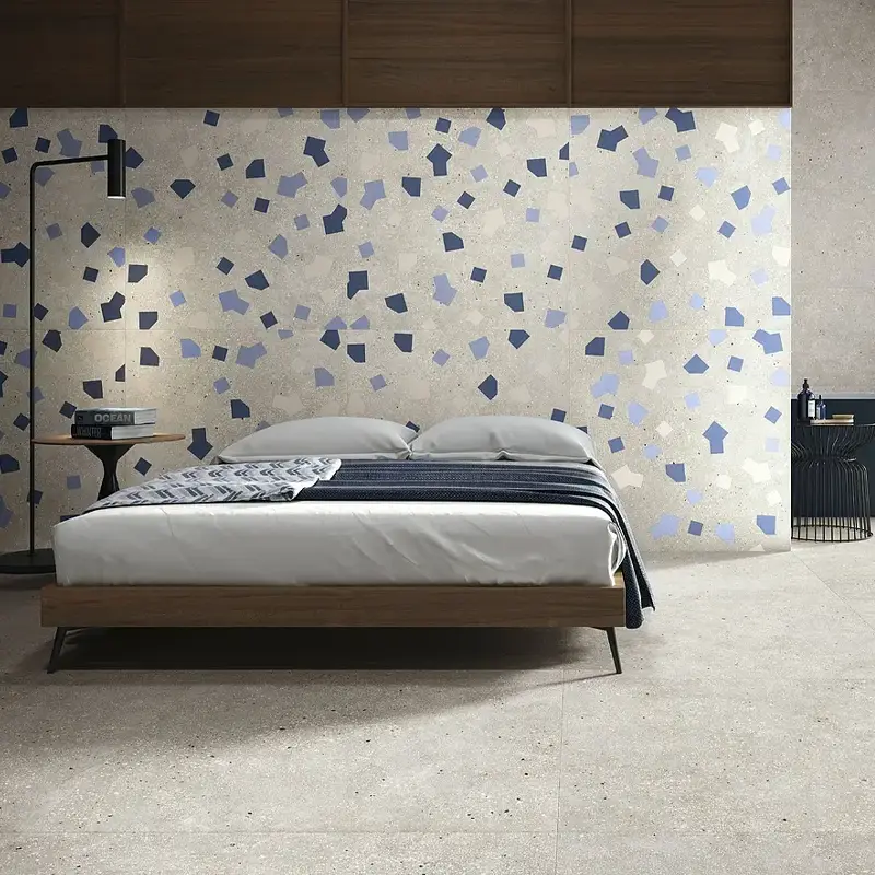 Foto de azulejo de parede para quarto criando uma bonita parede de destaque